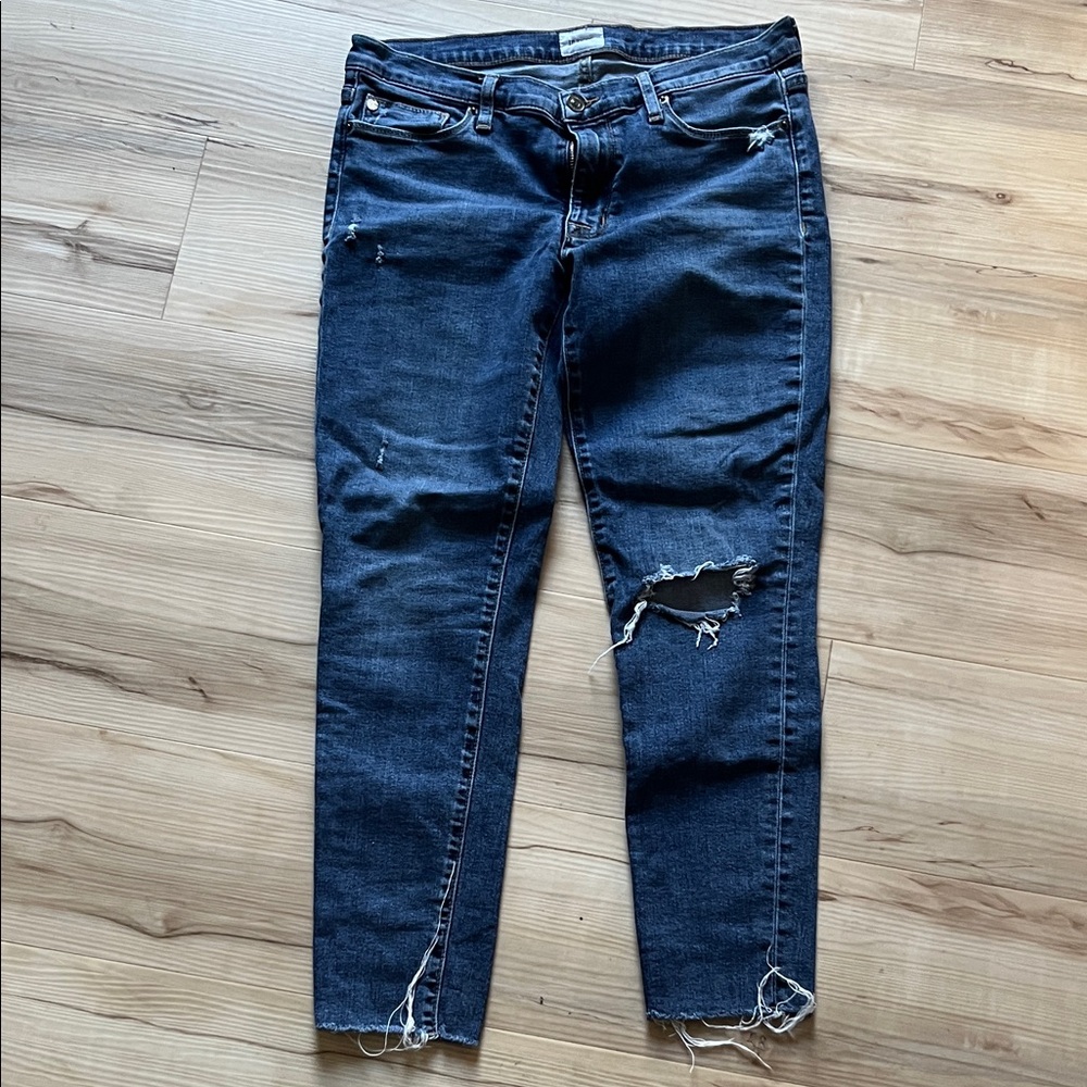 Hudson Jeans Dark Blue Distressed Ankle Jeans